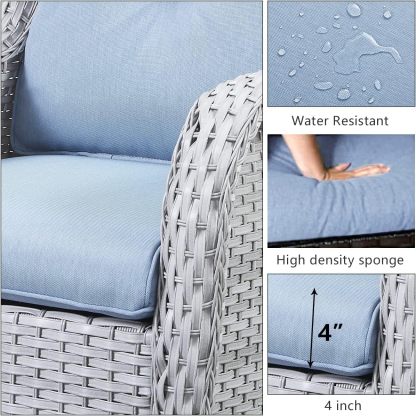 3-Piece Swivel Rocking Rattan Chair Outdoor,Patio Bistro Furniture Conversation Set,Wicker Chair with Glass Side Table