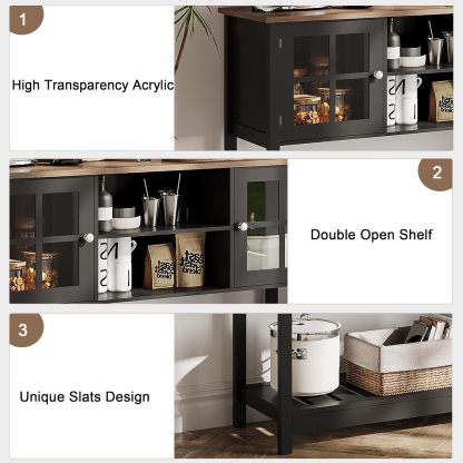 Black Entryway Table with Storage & Doors, Console Table with Adjustable Shelf
