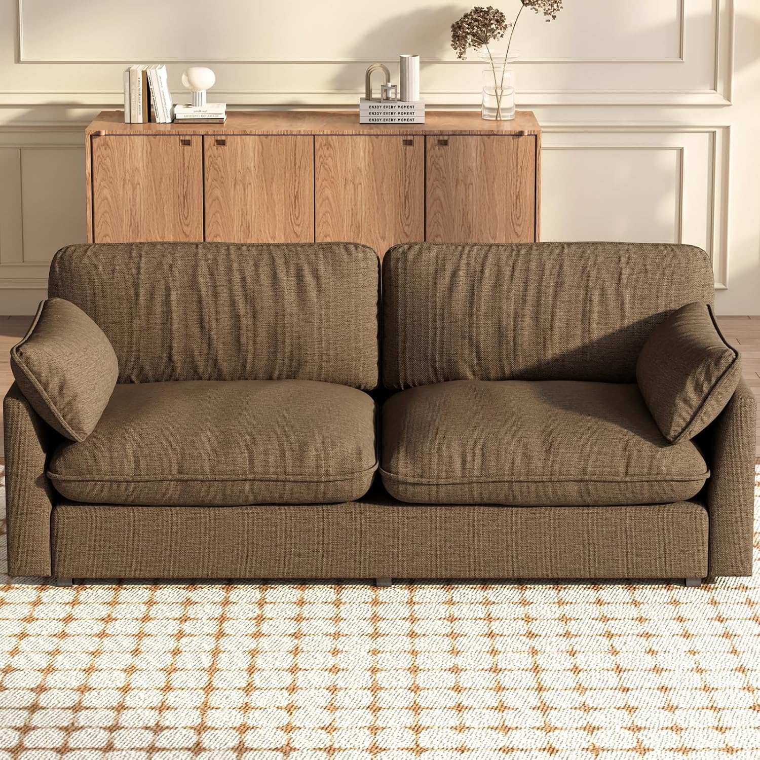 82.67" Large Sofa Couches for Living Room,Comfy Loveseat Couch with 26.77" Deep Seat & Comfy Cushion, 2 Pillows & Armsrest