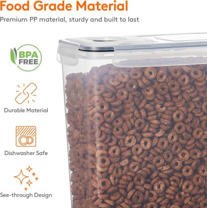 4L(135oz) Cereal Containers Storage with Flip-Top Lids, 4pcs Airtight Food Storage Canister Sets with Label Stickers for Kitchen Pantry Counter Organization