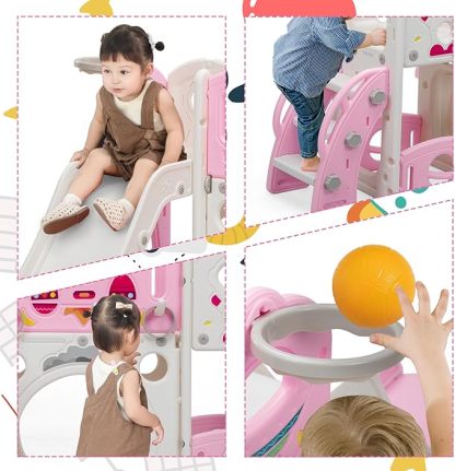 9-in-1 Castle Amusement Playground Playhouse, Indoor Outdoor Playset for Toddlers Age 1-3