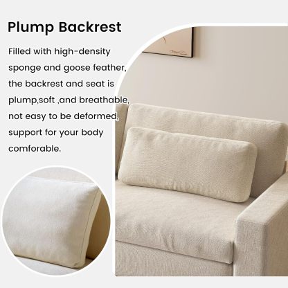 104" Spacious Modular Sofa Couch, Comfy Poofy Cloud Sofa with Armrest and Pillows, Modern White Couch with Deep Seat