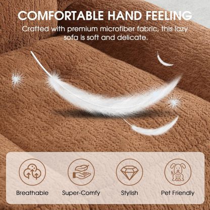 Microfiber Upholstered Bean Bag Sofa for Adults, Stuffed Bean Bag Couch with Footstool