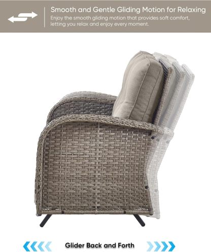 6 Pieces Patio Furniture Set-Patio Glider Loveseat with Rattan Outdoor Swivel Chairs Outdoor Conversation Furniture Set