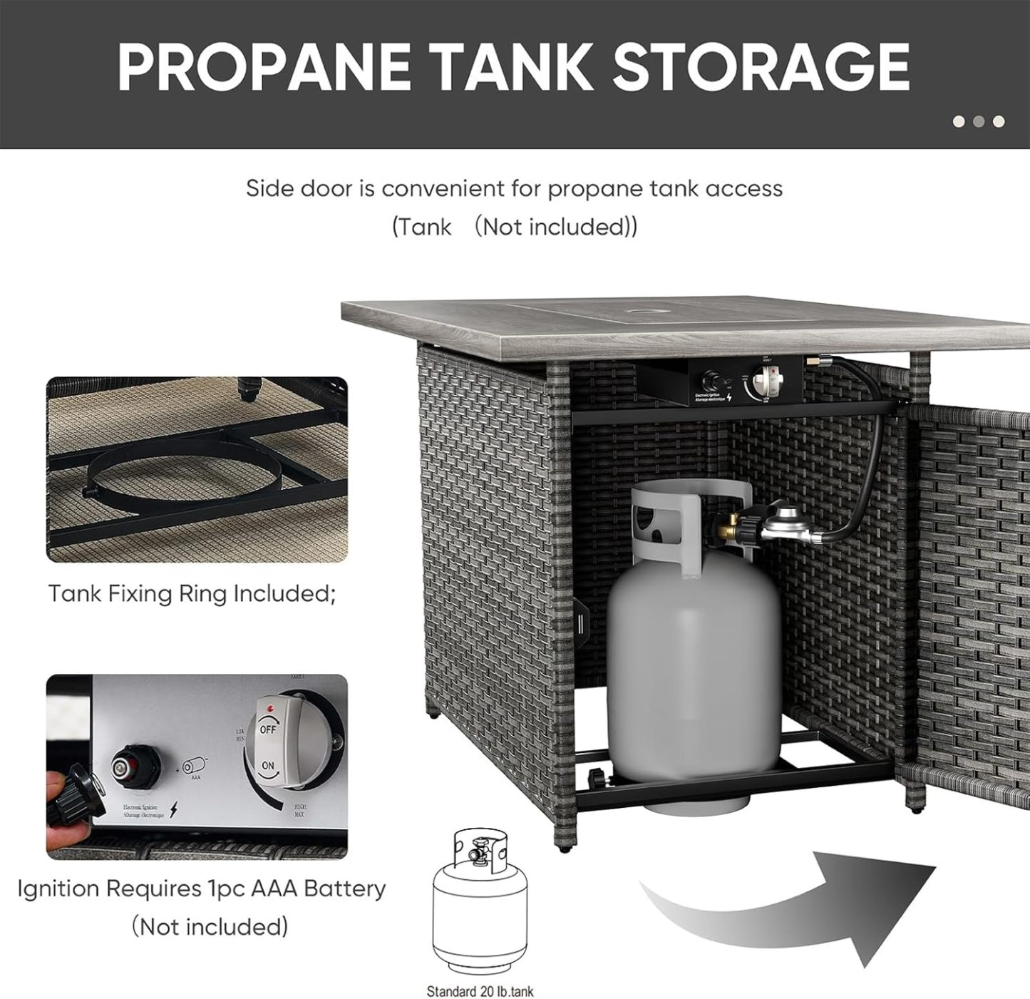 Patio Furniture Set with Fire Pit Table 5-Piece Wicker Outdoor Swivel Rocker Patio Chairs Loveseat Conversation Set