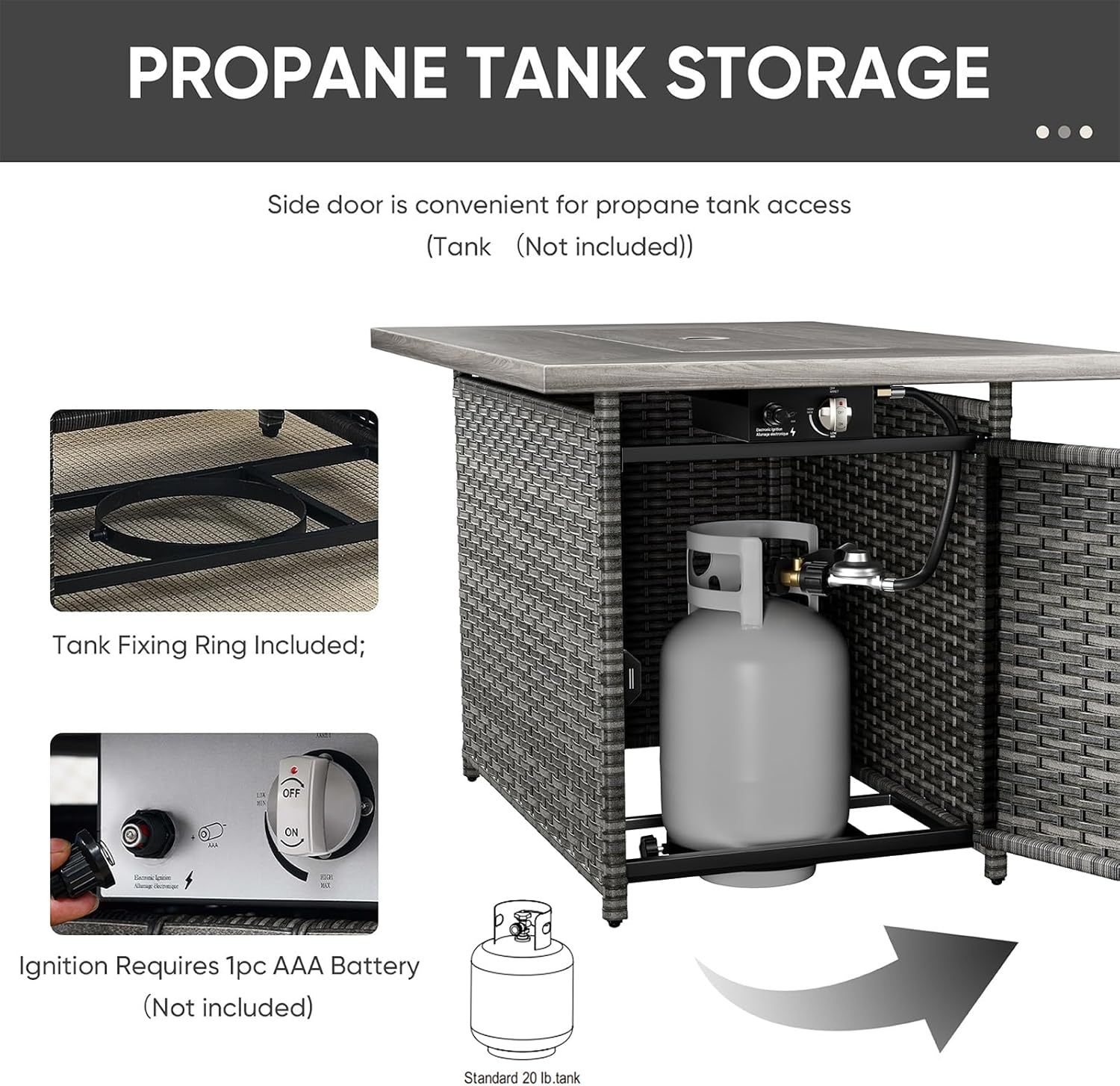 Patio Furniture Set with Fire Pit Table 5-Piece Wicker Outdoor Swivel Rocker Patio Chairs Loveseat Conversation Set