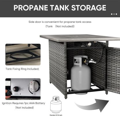 Patio Furniture Set with Fire Pit Table 5-Piece Wicker Outdoor Swivel Rocker Patio Chairs Loveseat Conversation Set