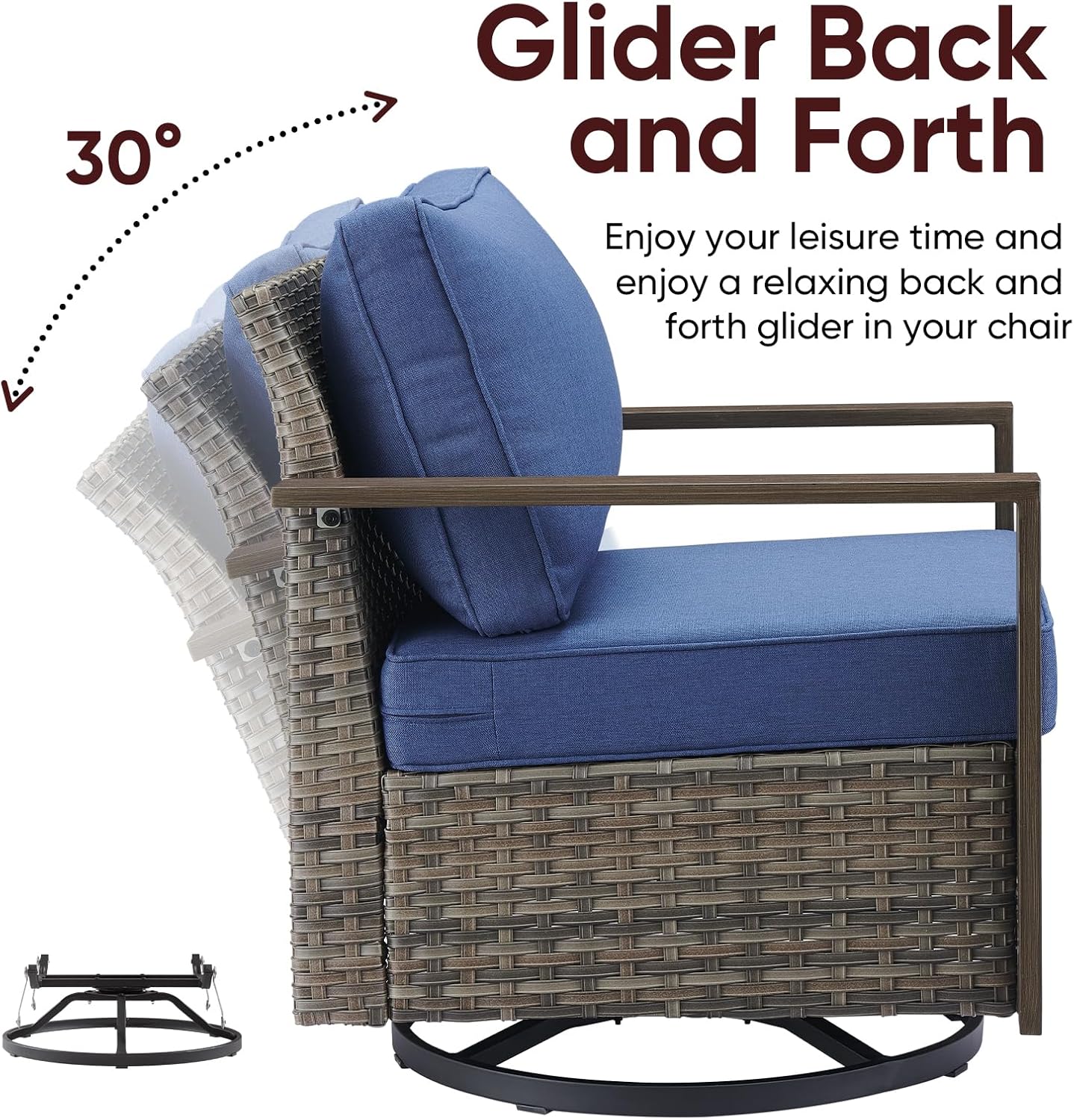 Outdoor Patio Furniture-7 Piece All-Weather Outdoor Furniture Set Wood Grain Wide Armrest Outdoor Chairs with Rattan Wicker Sofa