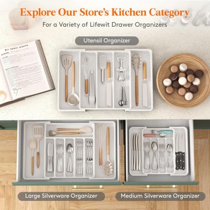Silverware Drawer Organizer, Expandable BPA Free Utensil Tray for Kitchen, Adjustable Flatware and Cutlery Holder