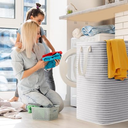 2 Pack Laundry Hamper Large Collapsible Laundry Baskets, Freestanding Waterproof Clothes Hamper