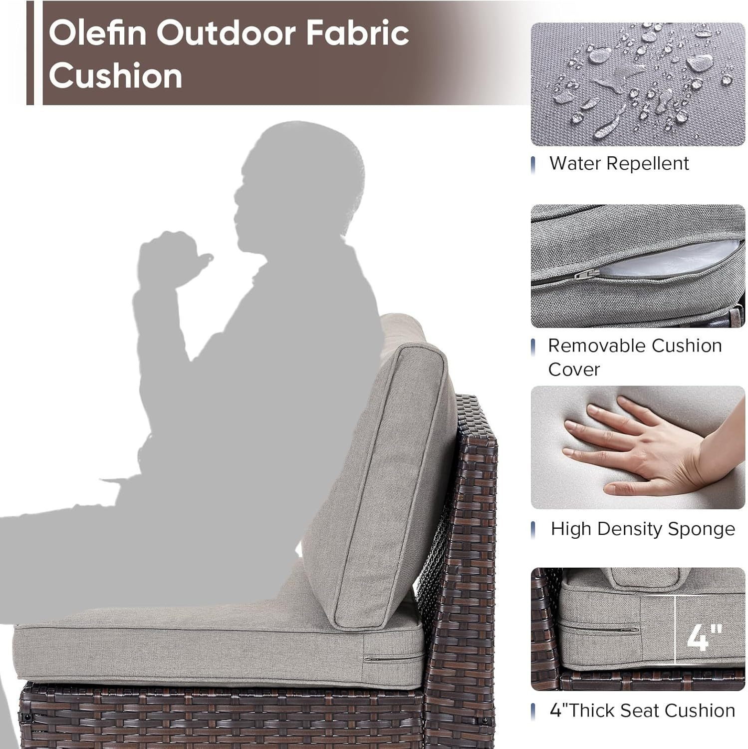 10 Pieces Patio Furniture Set with Fire Pit,Outdoor Modular Sectional Couch Loveseat Chairs with Table,All Weather PE Wicker Patio Conversation Sets for Deck Porch Backyard