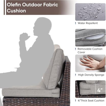 10 Pieces Patio Furniture Set with Fire Pit,Outdoor Modular Sectional Couch Loveseat Chairs with Table,All Weather PE Wicker Patio Conversation Sets for Deck Porch Backyard