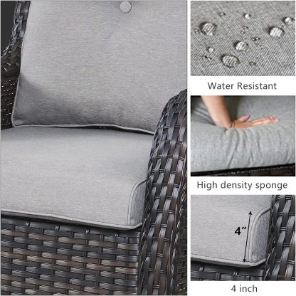 Patio Furniture 7 Pieces Outdoor Furniture Set PE Wicker Patio Couch with Swivel Rocker Chairs,Patio Ottomans,Outdoor Tables