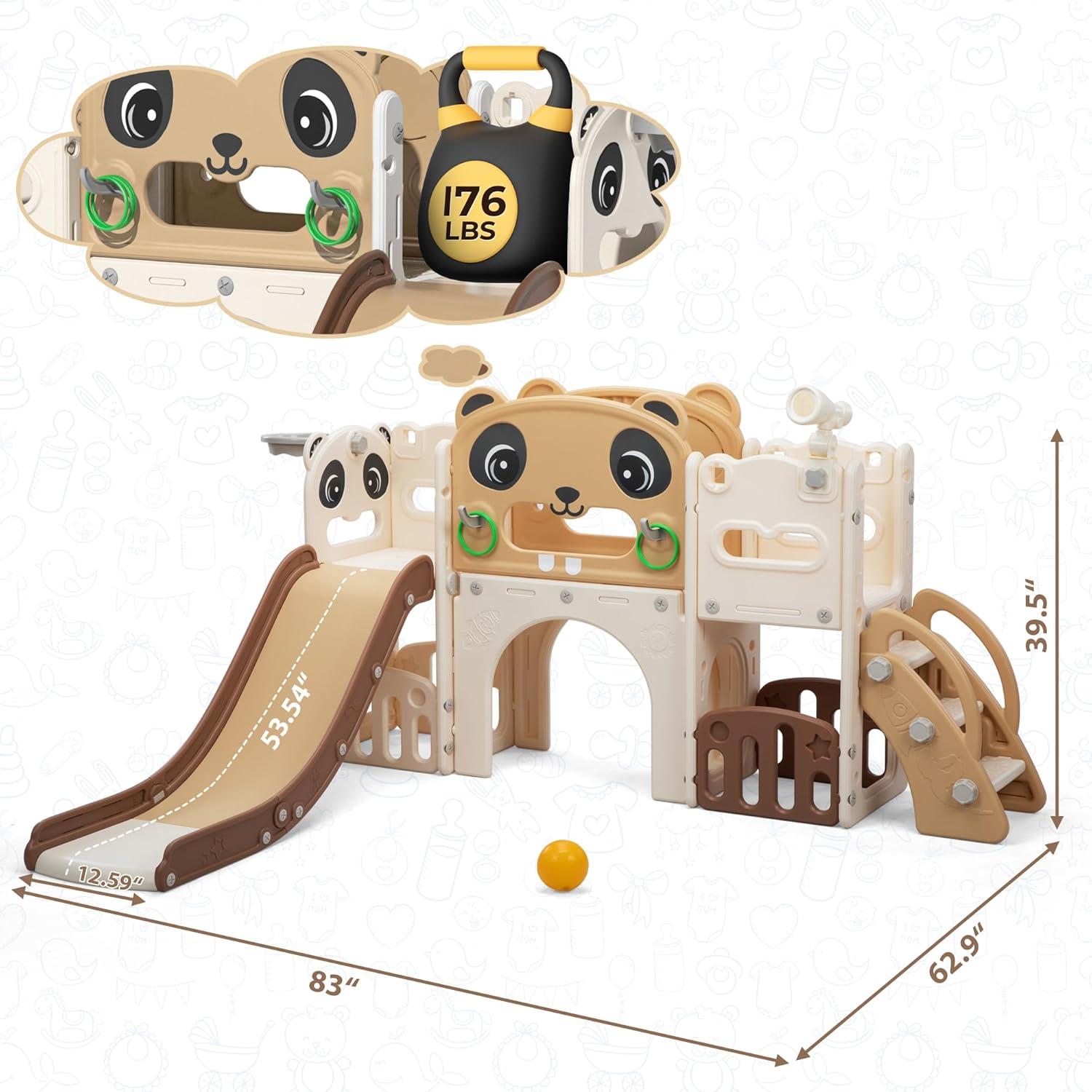 9-in-1 Toddler Slide and Climber Set Indoor Outdoor Slide Playset for Kids Age 1-8, Freestanding Backyard Playground