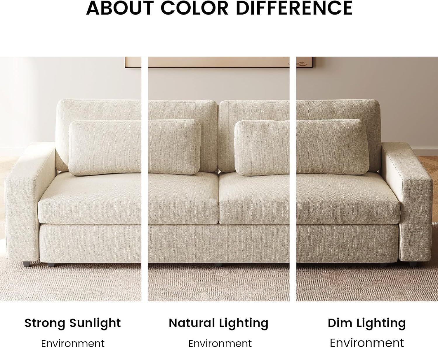 104" Spacious Modular Sofa Couch, Comfy Poofy Cloud Sofa with Armrest and Pillows, Modern White Couch with Deep Seat