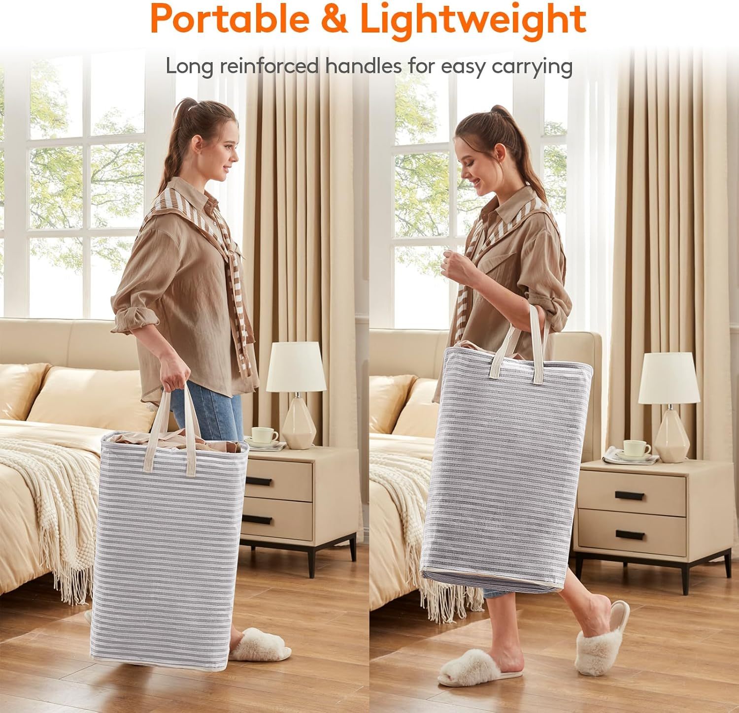 2 Pack Laundry Hamper Large Collapsible Laundry Baskets, Freestanding Waterproof Clothes Hamper