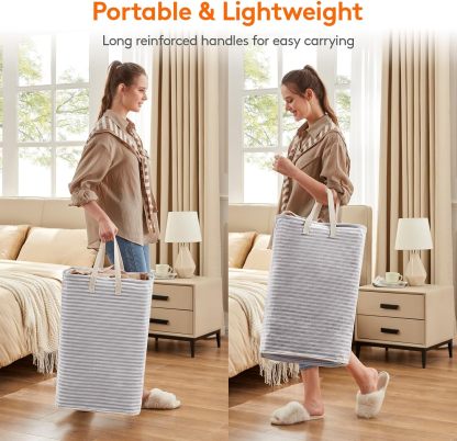 2 Pack Laundry Hamper Large Collapsible Laundry Baskets, Freestanding Waterproof Clothes Hamper