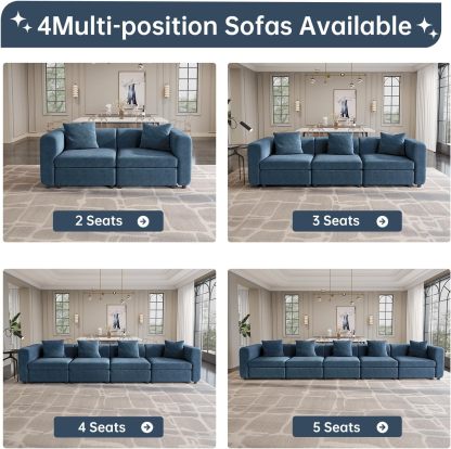 81.88" Blue Loveseat Sofa, Extra Width Sectional Sleeper Sofa with Armrest, Modular Sectional Sofa with Cushion and Removable Back Cushion