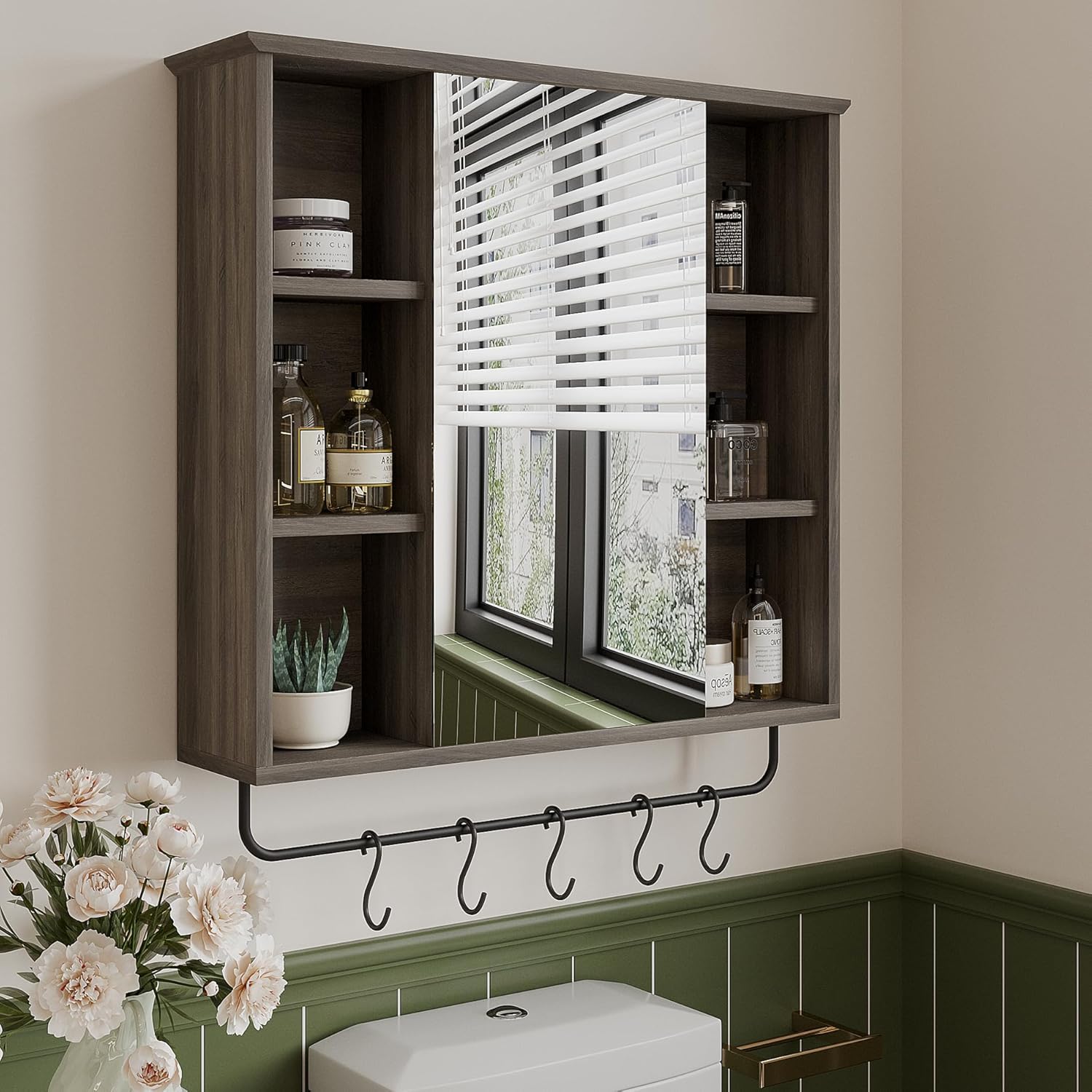 Medicine Cabinet with Mirror, Wall Mounted Bathroom Storage Cabinet with Mirror Door
