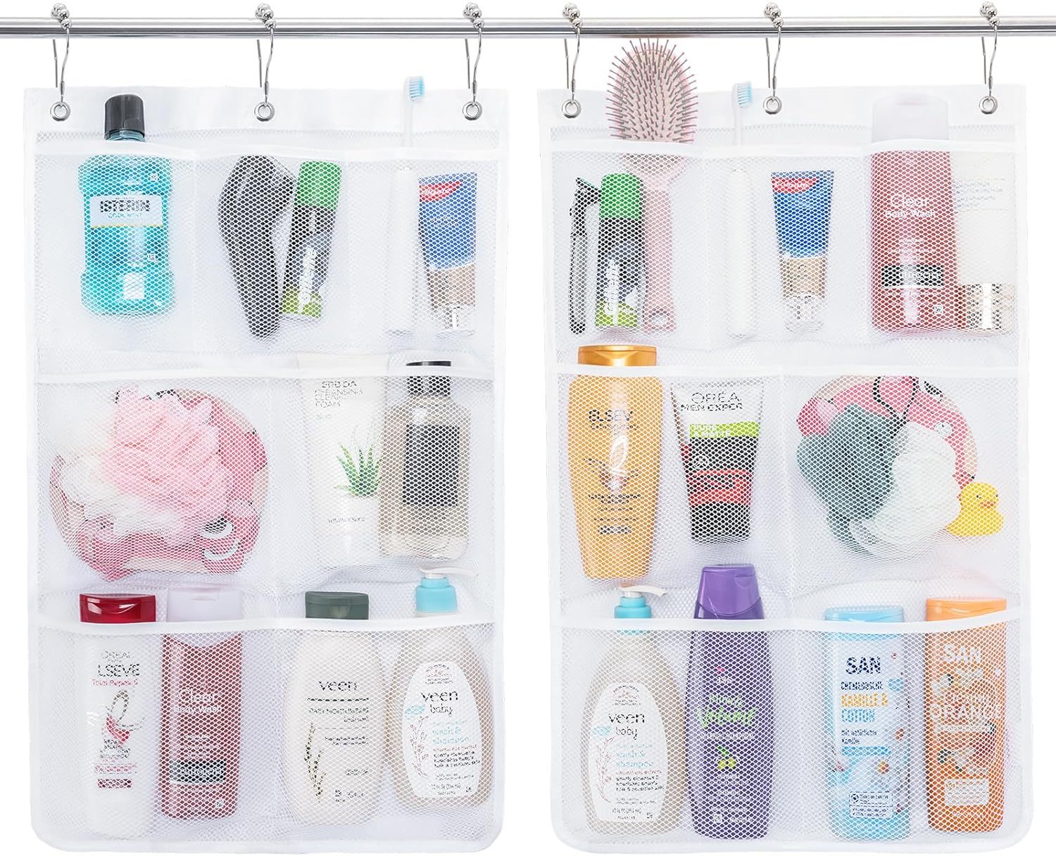 Mesh Shower Caddy, 7 Pockets Hanging Shower Organizer with Quick Drying Mesh, Portable Space Saving Bathroom Organizer to Hold Soap