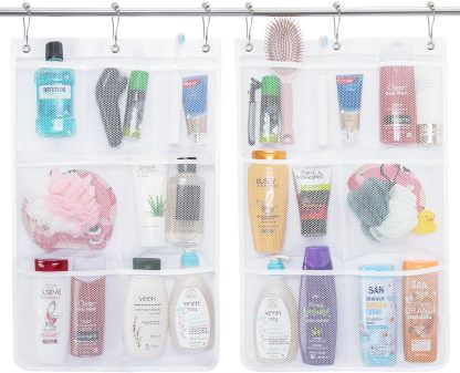 Mesh Shower Caddy, 7 Pockets Hanging Shower Organizer with Quick Drying Mesh, Portable Space Saving Bathroom Organizer to Hold Soap