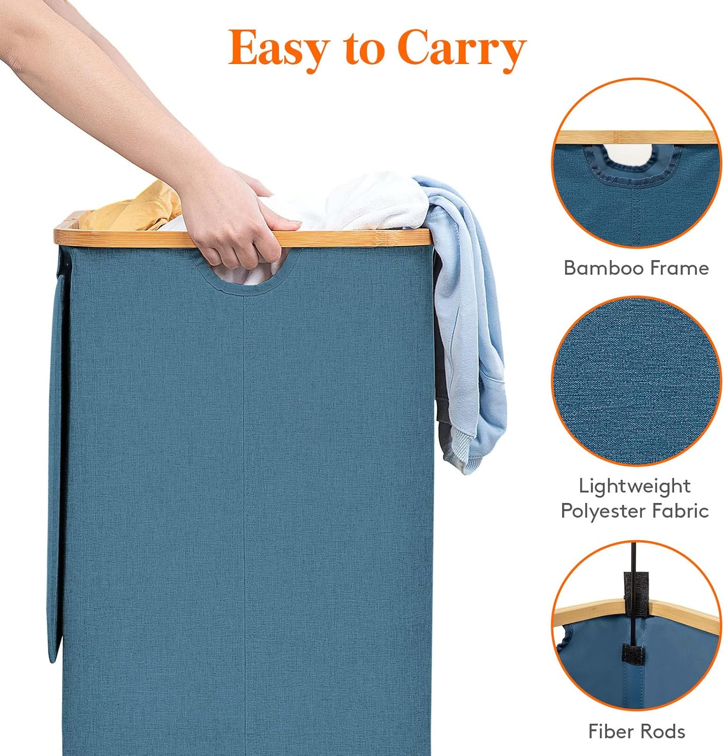 100L Laundry Basket with Lid, Clothes Hampers for Laundry with Bamboo Handles and A Removable Laundry Bag