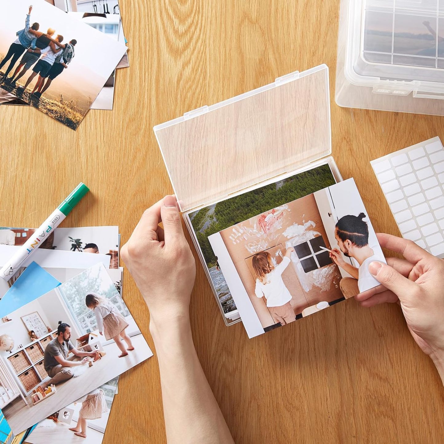 Photo Storage Box 5x7 Photo Case, 7 Inner Photo Keeper, Clear Photo Boxes Storage, Seed Organizer Craft Storage Box