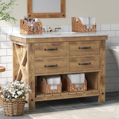 Handwoven PP Wicker Storage Basket, Waterproof Imitation Rattan Basket with Built-in Handles, Trapezoid Baskets for Organizing Shelves