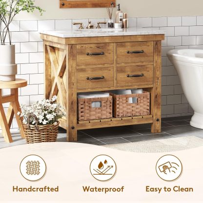 Handwoven PP Wicker Storage Basket, Waterproof Imitation Rattan Basket with Built-in Handles