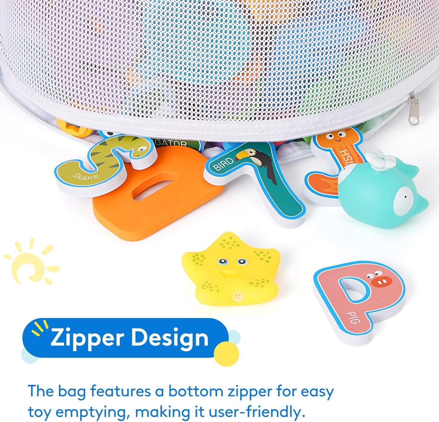 Bath Toy Storage Holder, Mesh Shower Caddy for Bathtub Toy Organizer, Corner Hang-Suspension Shower Toy Holder