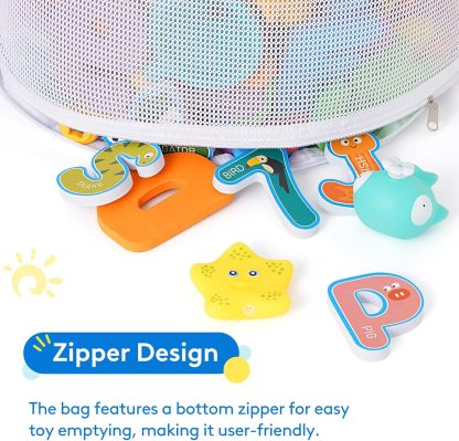 Bath Toy Storage Holder, Mesh Shower Caddy for Bathtub Toy Organizer, Corner Hang-Suspension Shower Toy Holder