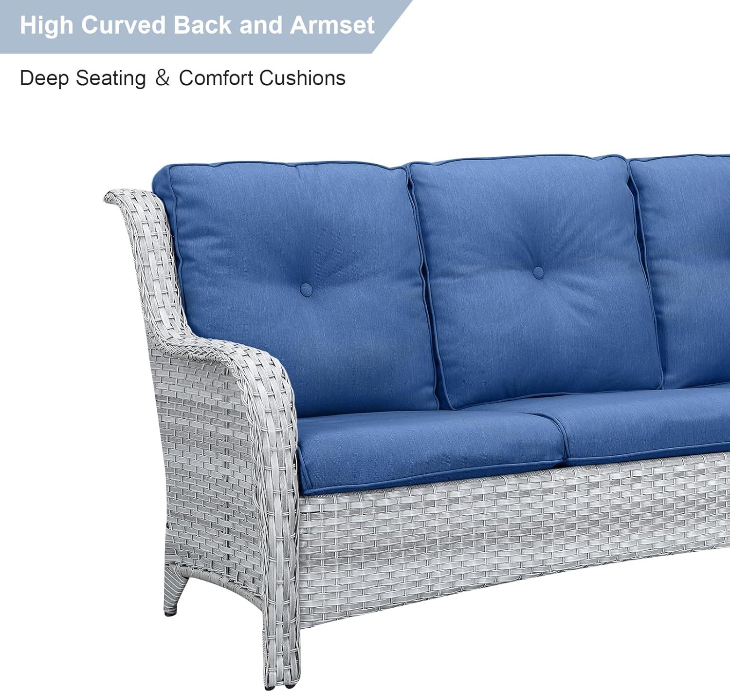 6 Pieces Outdoor Patio Furniture Set Wicker Swivel Patio Chairs with Ottomans 2 Seater