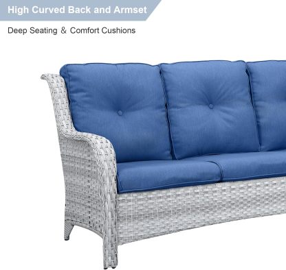 6 Pieces Outdoor Patio Furniture Set Wicker Swivel Patio Chairs with Ottomans 2 Seater