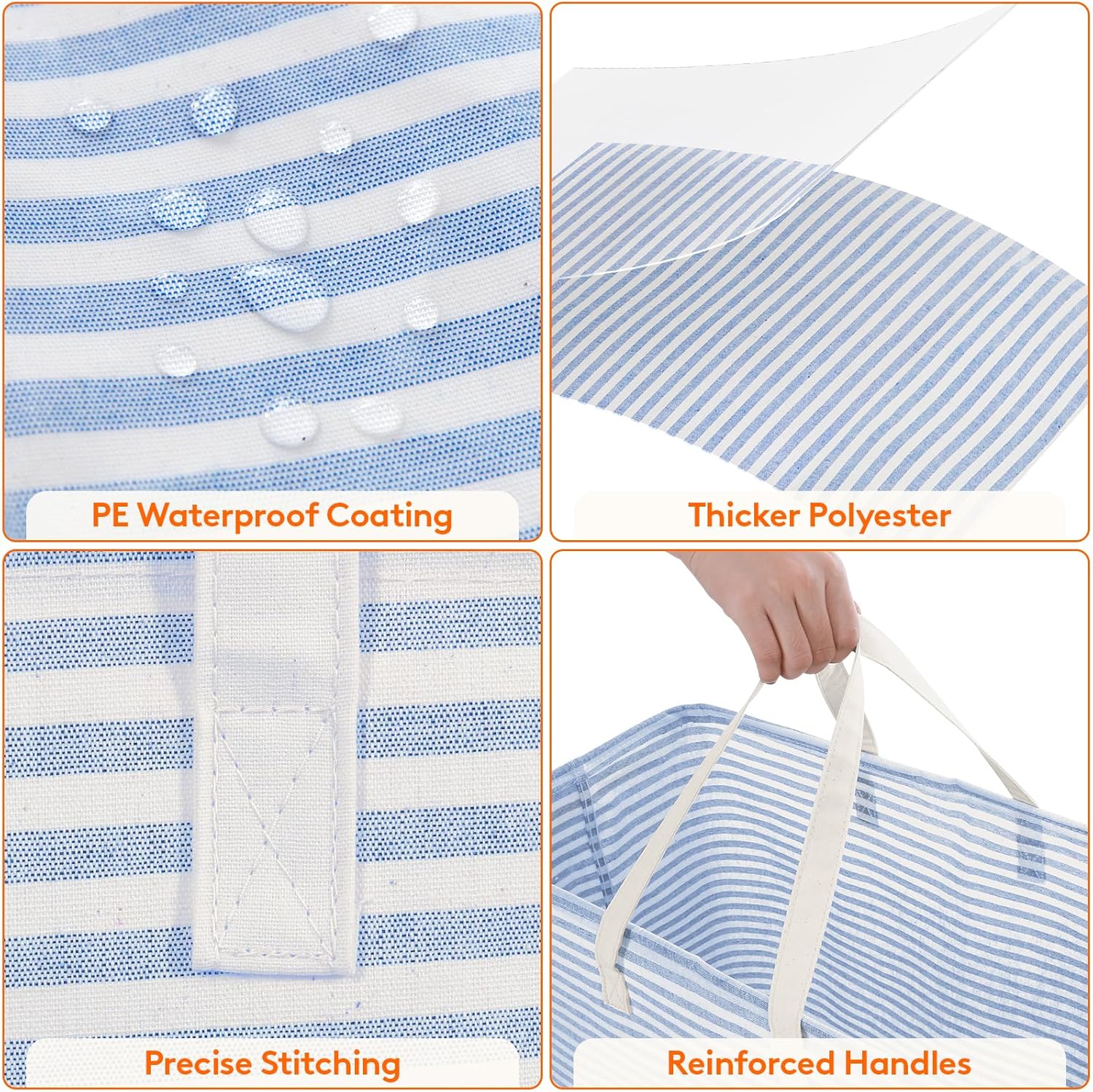 2 Pack Laundry Hamper Large Collapsible Laundry Basket, Freestanding Waterproof Cloth Hamper with Easy Carry Handles in Laundry Room