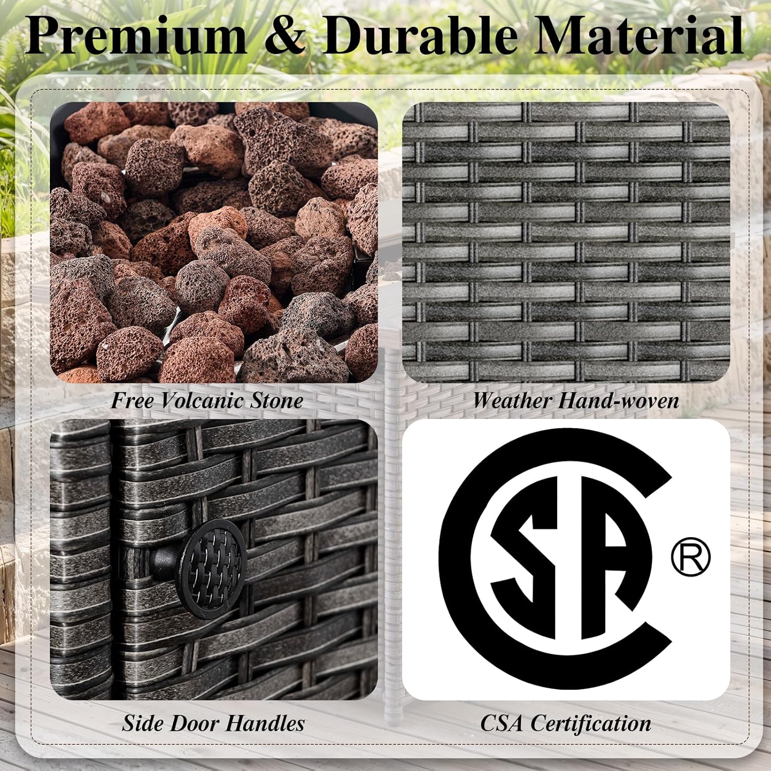 Patio Furniture Set with Fire Pit Table 5-Piece Wicker Outdoor Swivel Rocker Patio Chairs Loveseat Conversation Set