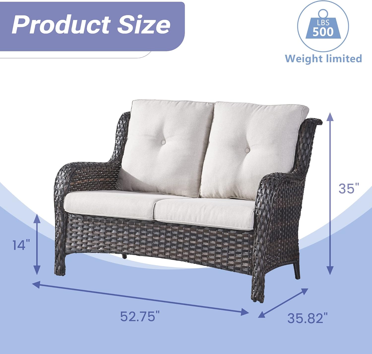 6 Pieces Outdoor Patio Furniture Set Wicker Swivel Patio Chairs with Ottomans 2 Seater