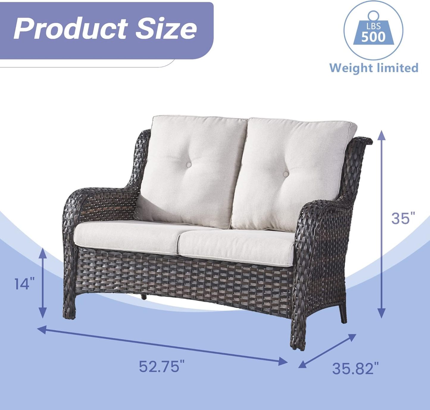 6 Pieces Outdoor Patio Furniture Set Wicker Swivel Patio Chairs with Ottomans 2 Seater