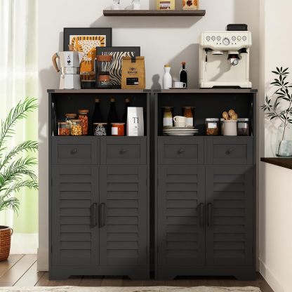 Farmhouse Storage Cabinet, Bathroom Floor Cabinet with Doors and Drawers