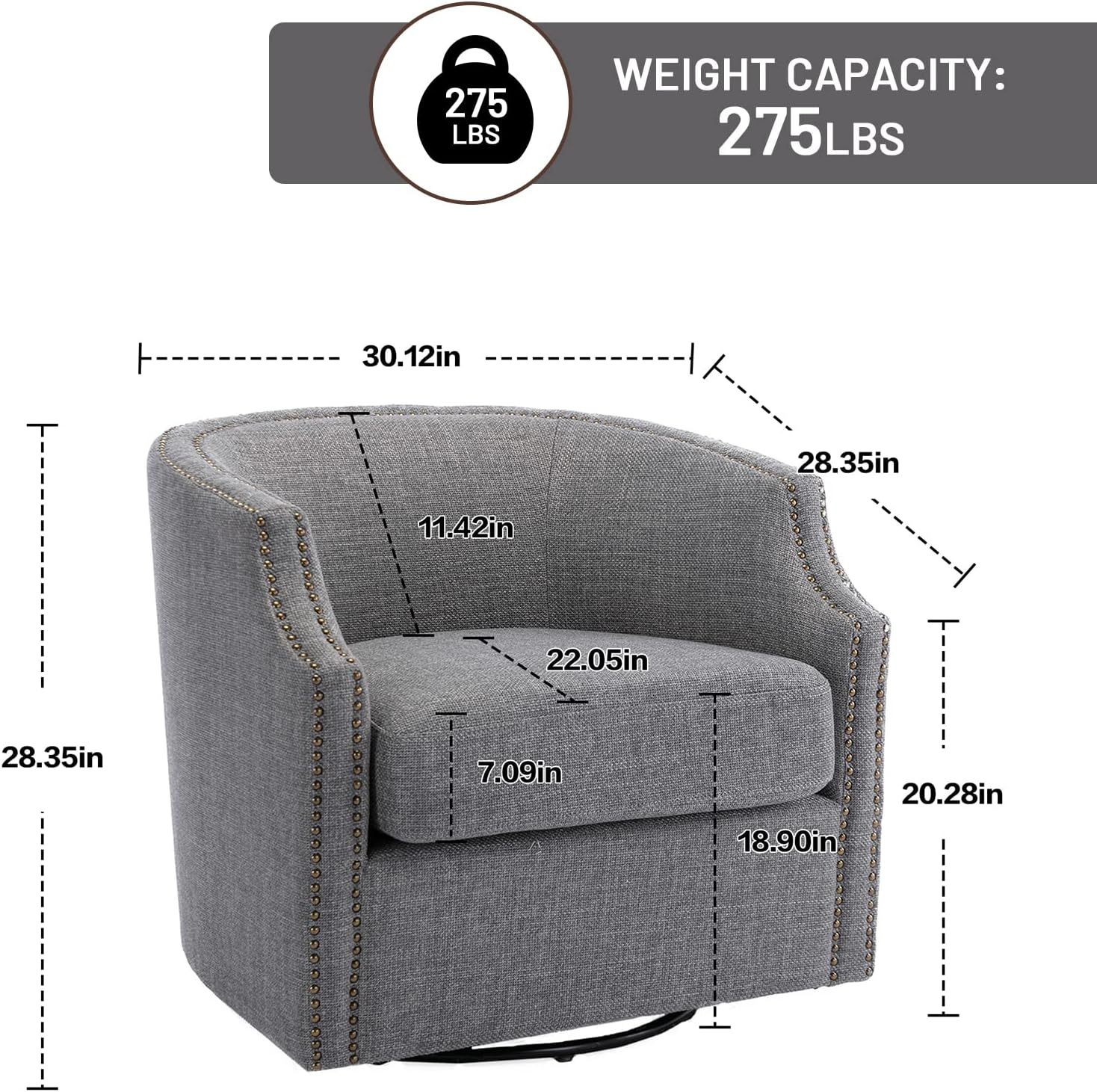 Modern Swivel Accent Chair, Upholstered Barrel Armchair with Swivel Base, Club Round Chair