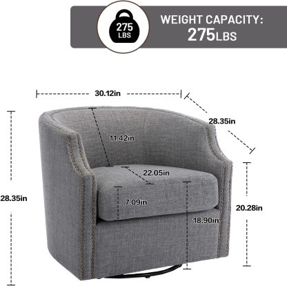 Modern Swivel Accent Chair, Upholstered Barrel Armchair with Swivel Base, Club Round Chair