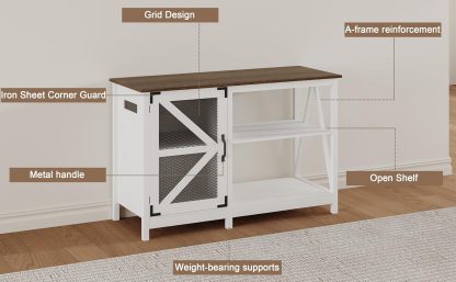 55-75 Gallon Fish Tank Stand with Power Outlets, Farmhouse Aquarium Stand with Cabinet Storage