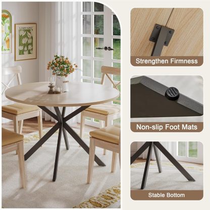 47.2 Inch Round Dining Table for 4, Wood Kitchen Table, Round Dinner Table