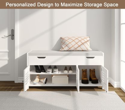 41.3" Shoe Storage Bench with Lift Top Storage, Entryway Bench with Cushioned Seat