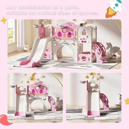 9-in-1 Castle Amusement Playground Playhouse, Indoor Outdoor Playset for Toddlers Age 1-3