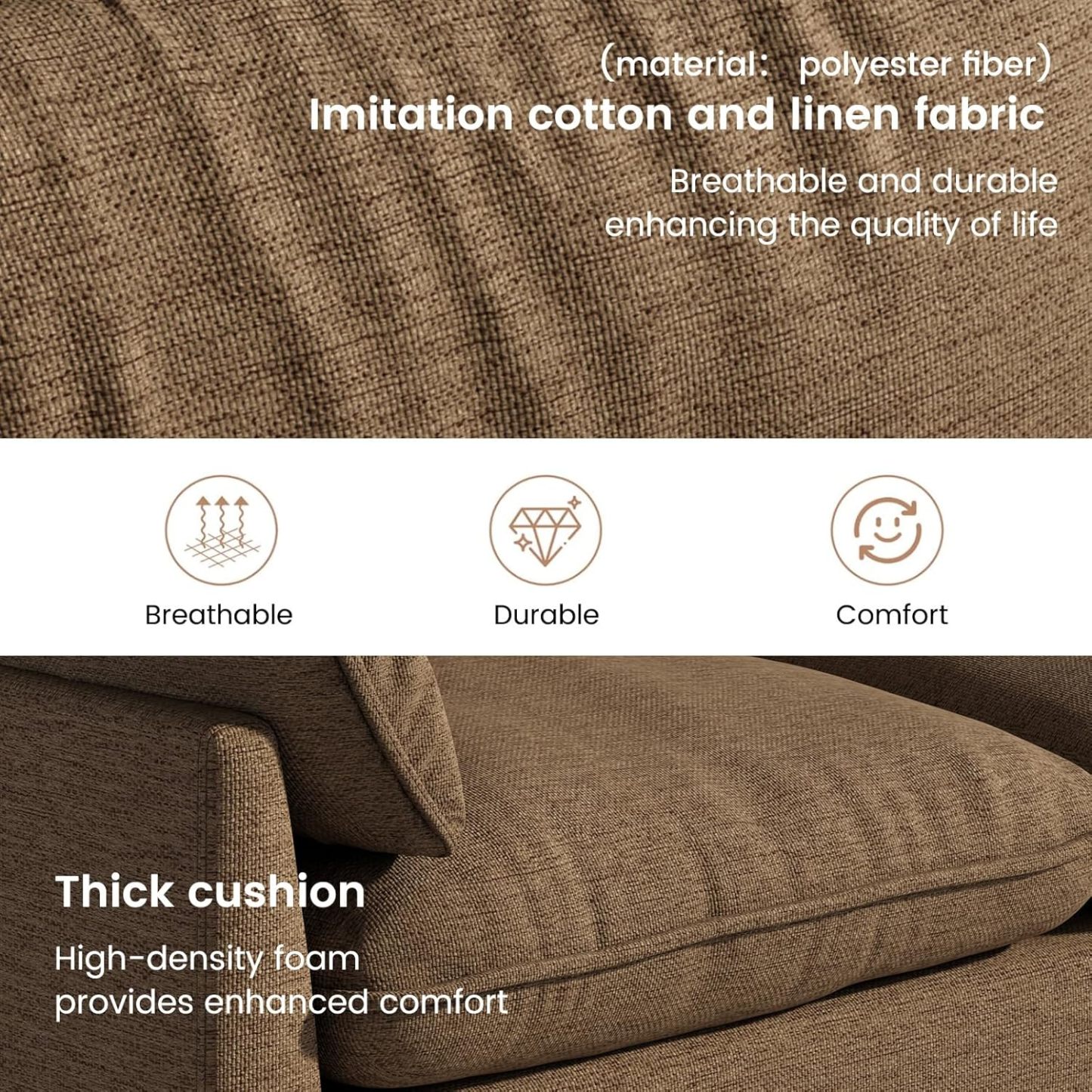 82.67" Large Sofa Couches for Living Room,Comfy Loveseat Couch with 26.77" Deep Seat & Comfy Cushion, 2 Pillows & Armsrest