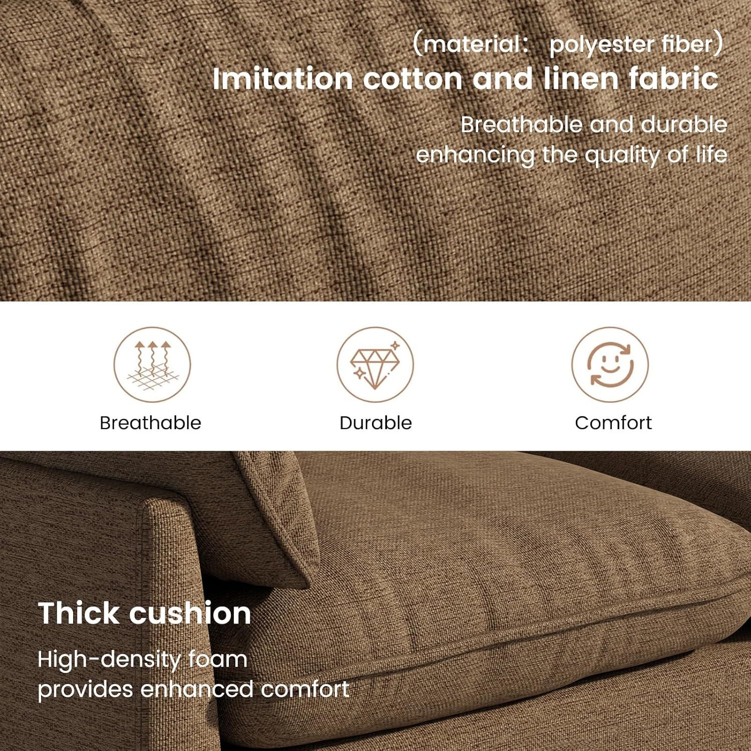 82.67" Large Sofa Couches for Living Room,Comfy Loveseat Couch with 26.77" Deep Seat & Comfy Cushion, 2 Pillows & Armsrest