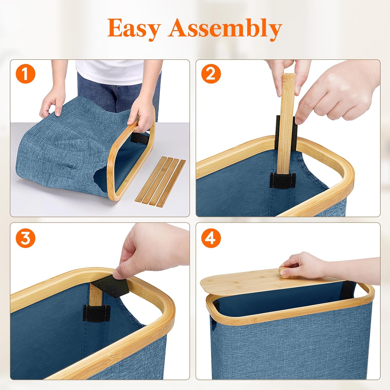 Toilet Paper Storage 30L, Bamboo Toilet Paper Basket with Lid and Handle, Free Standing Toilet Paper Holder Stand