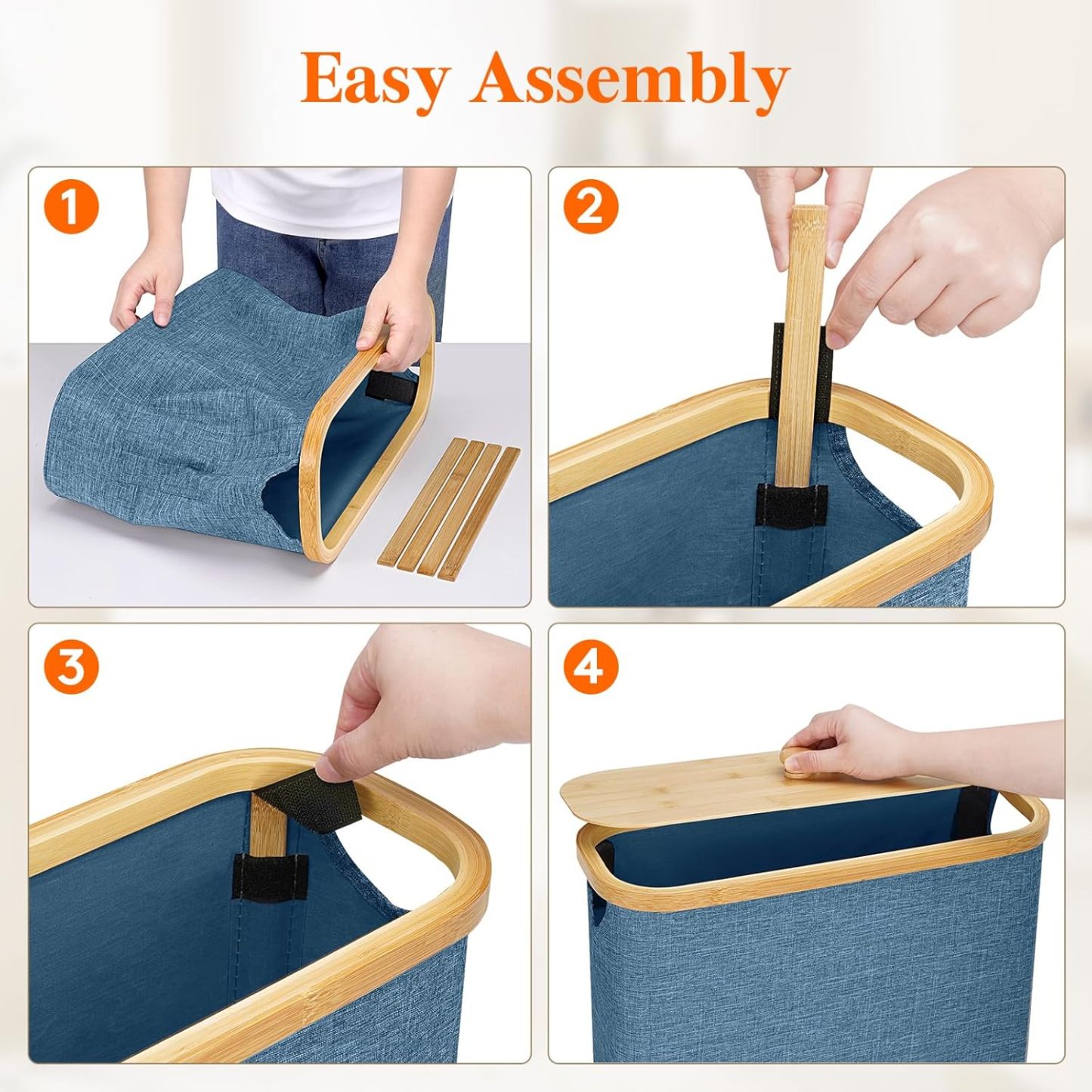 Toilet Paper Storage 30L, Bamboo Toilet Paper Basket with Lid and Handle, Free Standing Toilet Paper Holder Stand