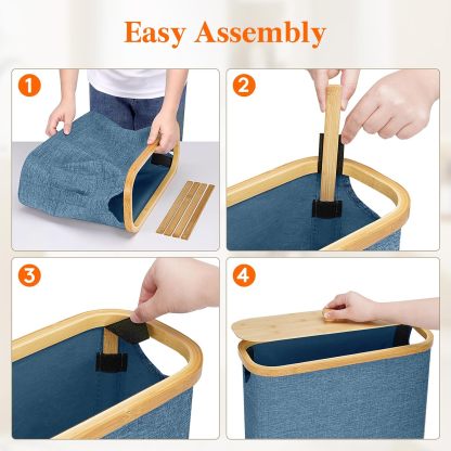 Toilet Paper Storage 30L, Bamboo Toilet Paper Basket with Lid and Handle, Free Standing Toilet Paper Holder Stand