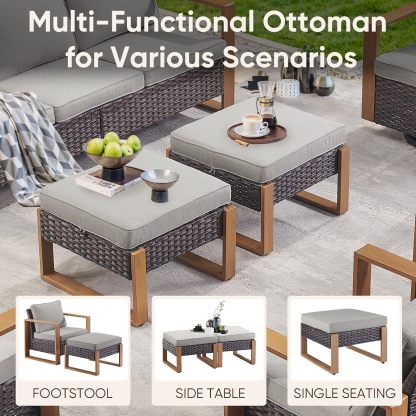 4 Piece Patio Furniture-High Back Swivel Glider Chair with Ottomans Outdoor Furniture Set for Deck Porch Balcony